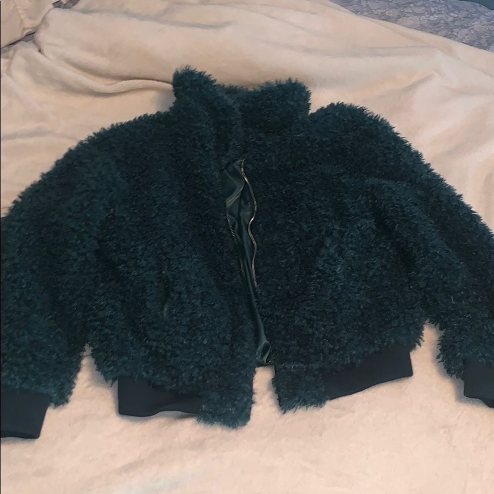 Fuzzy forest green jacket